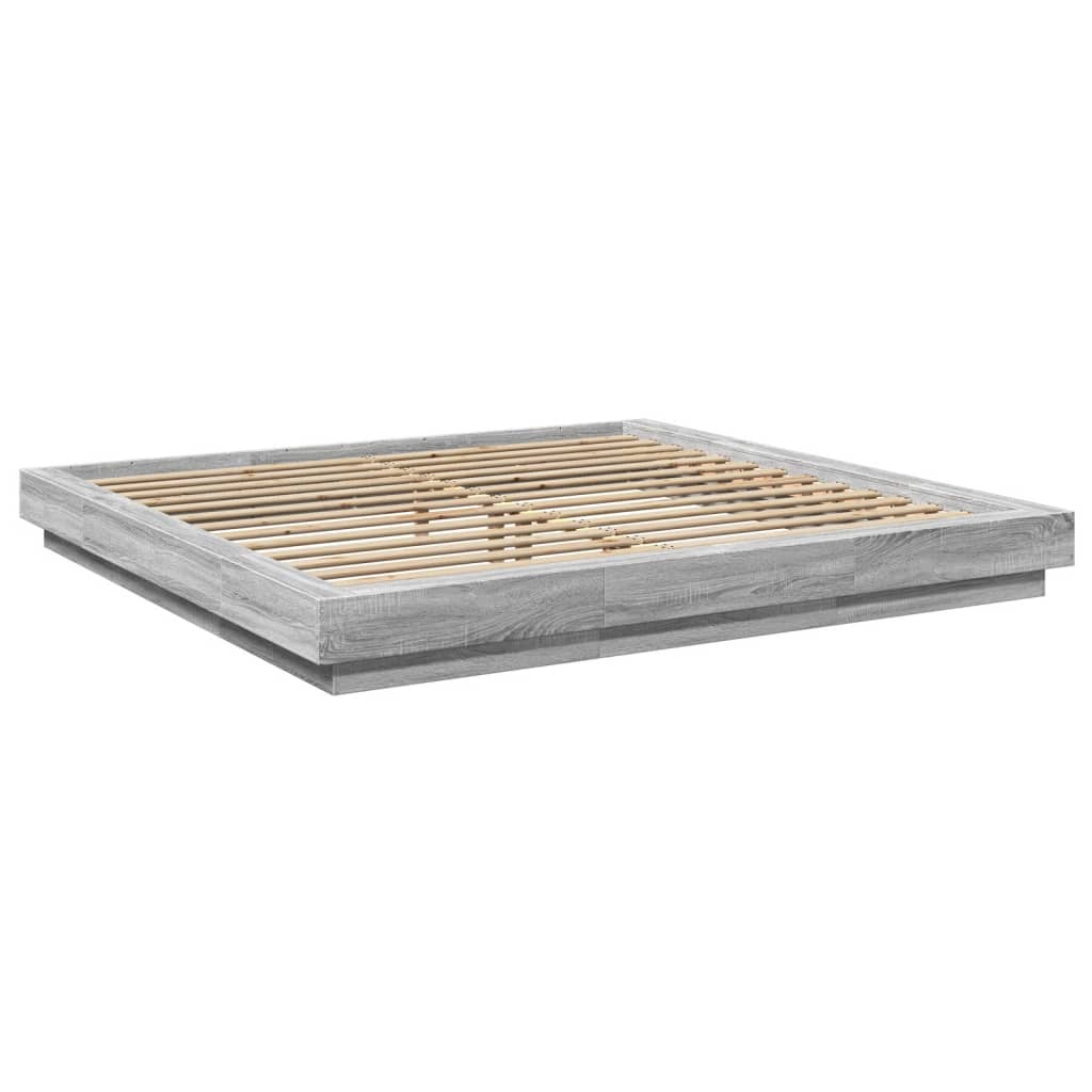 Bedframe met LED-verlichting grijs sonoma eiken 180x200 cm is nu te koop bij PeponiXL, paradijselijk wonen!