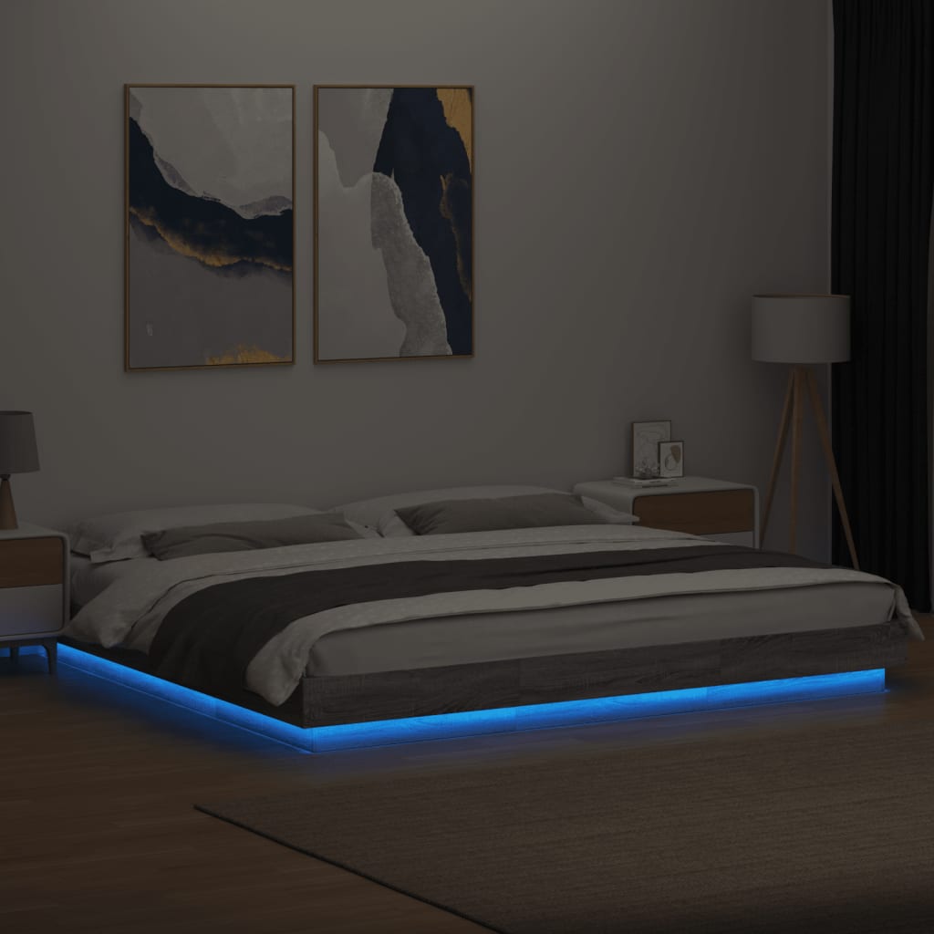 Bedframe met LED-verlichting grijs sonoma eiken 180x200 cm is nu te koop bij PeponiXL, paradijselijk wonen!