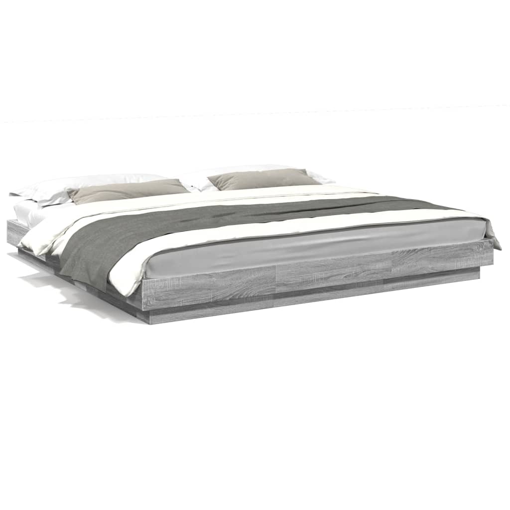 Bedframe met LED-verlichting grijs sonoma eiken 180x200 cm is nu te koop bij PeponiXL, paradijselijk wonen!
