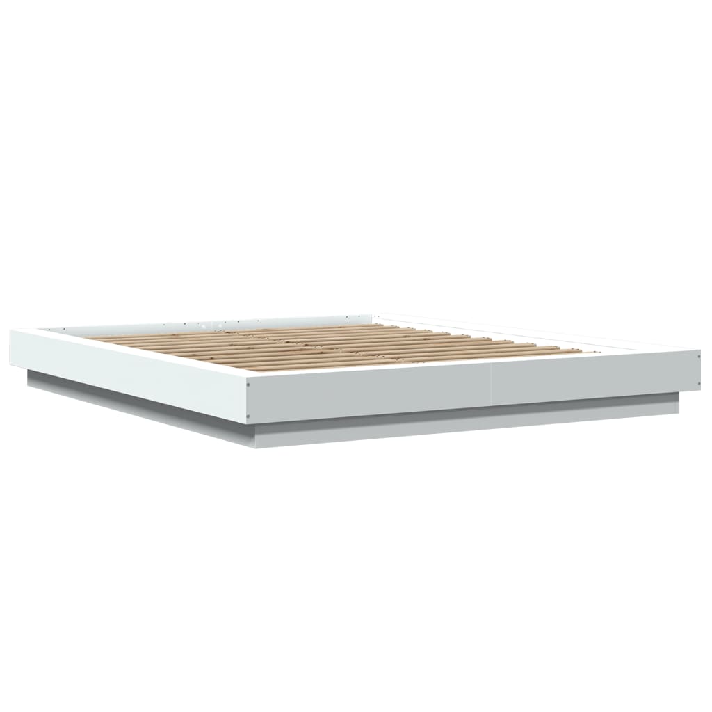 Bedframe met LED-verlichting bewerkt hout wit 160x200 cm is nu te koop bij PeponiXL, paradijselijk wonen!