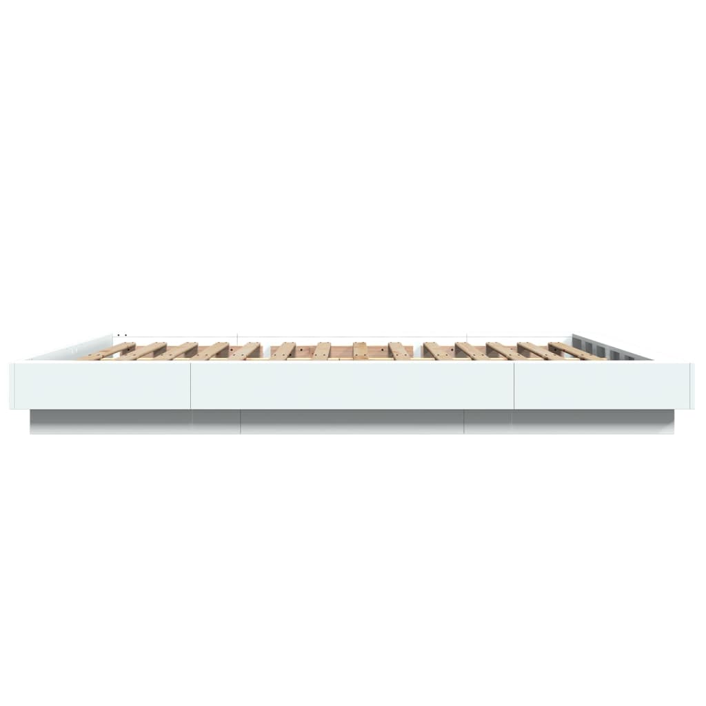 Bedframe met LED-verlichting bewerkt hout wit 160x200 cm is nu te koop bij PeponiXL, paradijselijk wonen!