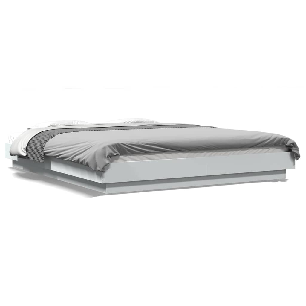 Bedframe met LED-verlichting bewerkt hout wit 160x200 cm is nu te koop bij PeponiXL, paradijselijk wonen!