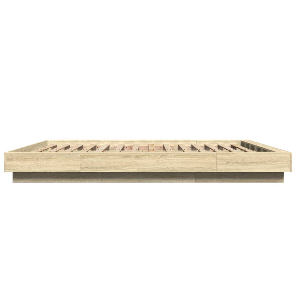 Bedframe met LED-verlichting sonoma eikenkleurig 160x200 cm is nu te koop bij PeponiXL, paradijselijk wonen!