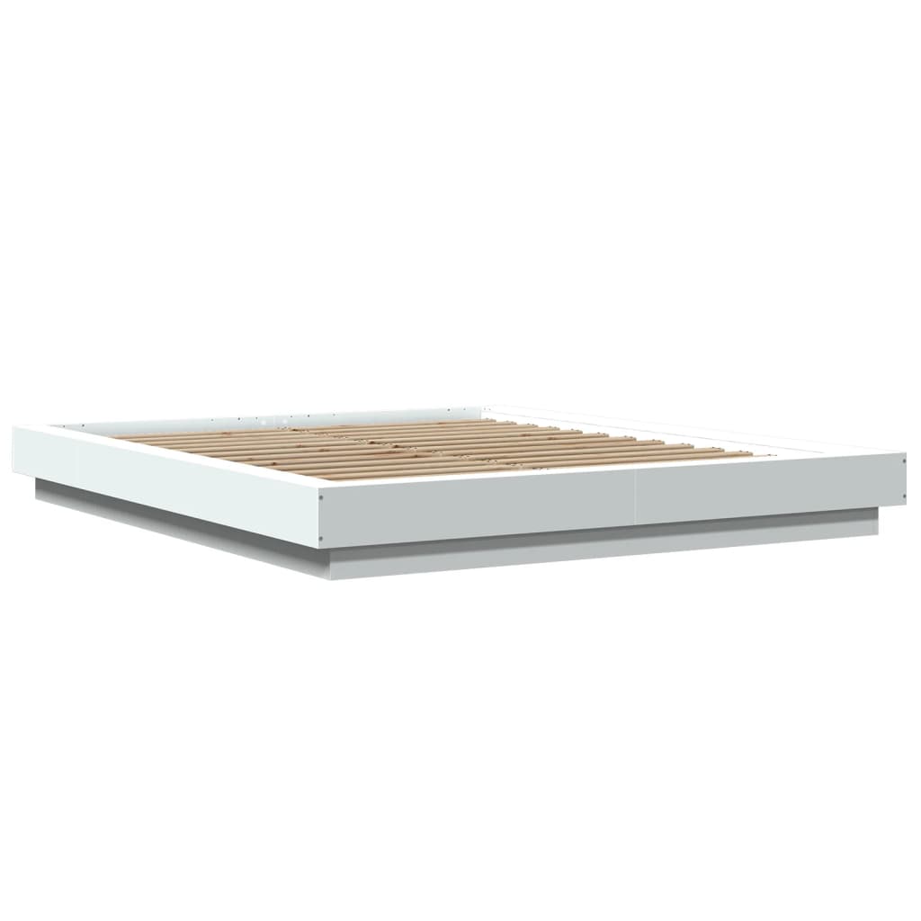 Bedframe met LED-verlichting bewerkt hout wit 150x200 cm is nu te koop bij PeponiXL, paradijselijk wonen!
