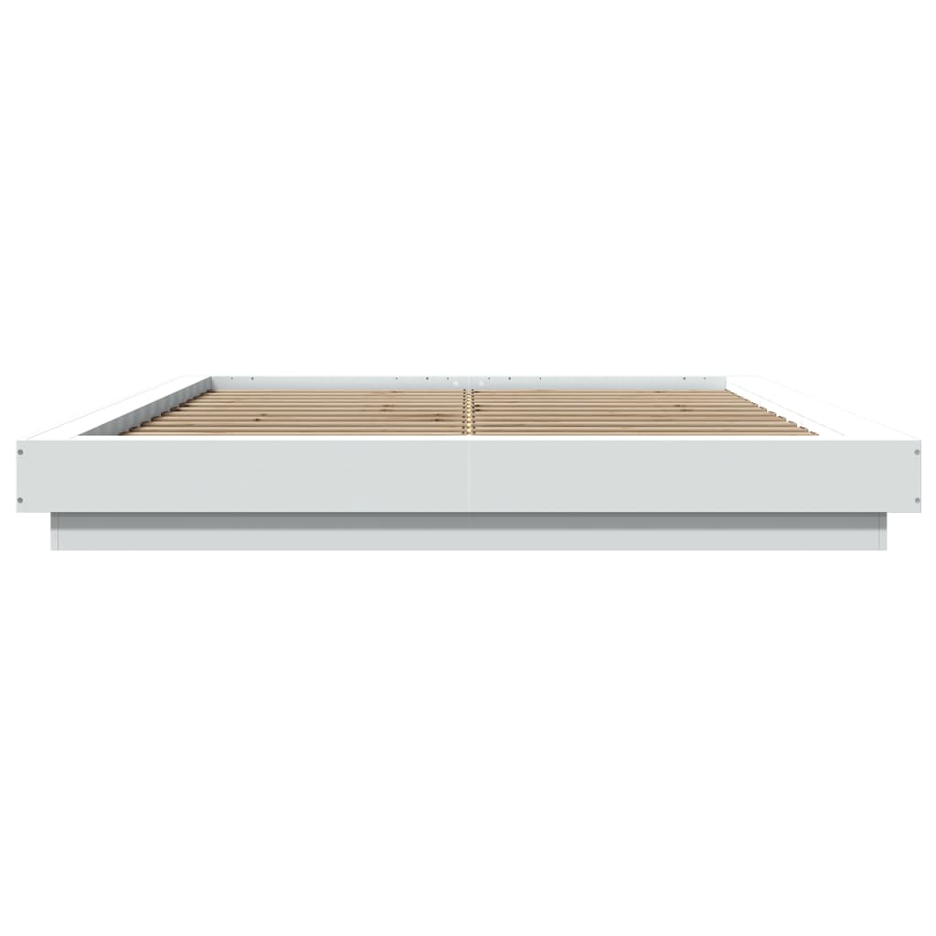 Bedframe met LED-verlichting bewerkt hout wit 150x200 cm is nu te koop bij PeponiXL, paradijselijk wonen!