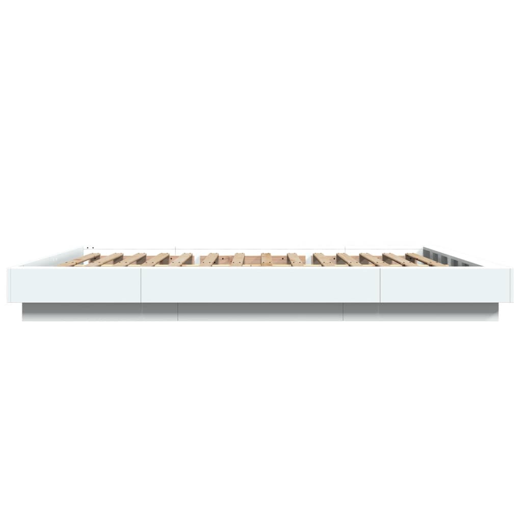 Bedframe met LED-verlichting bewerkt hout wit 150x200 cm is nu te koop bij PeponiXL, paradijselijk wonen!