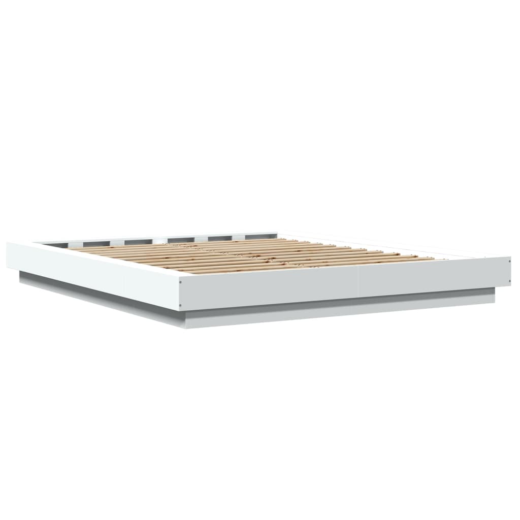Bedframe met LED-verlichting bewerkt hout wit 150x200 cm is nu te koop bij PeponiXL, paradijselijk wonen!