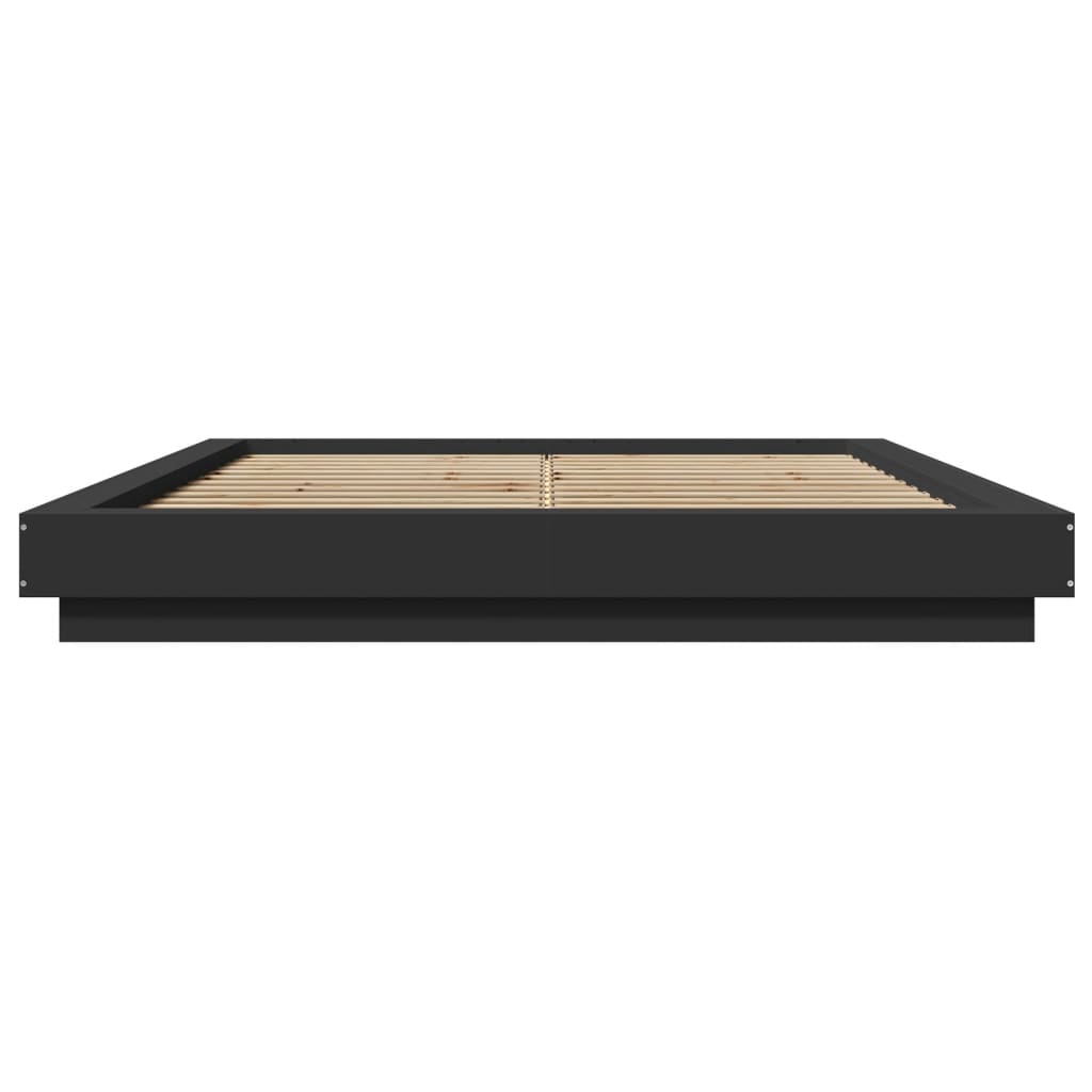 Bedframe met LED-verlichting bewerkt hout zwart 150x200 cm is nu te koop bij PeponiXL, paradijselijk wonen!