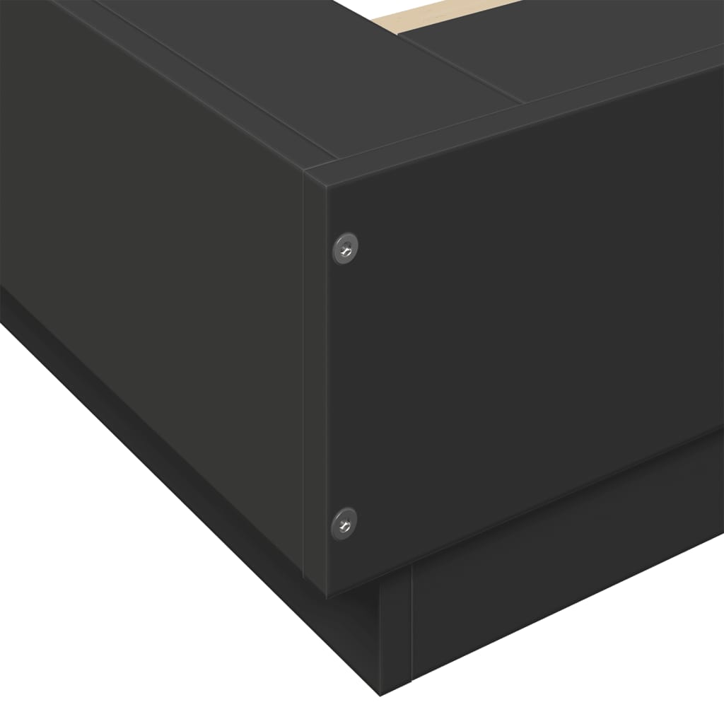Bedframe met LED-verlichting bewerkt hout zwart 150x200 cm is nu te koop bij PeponiXL, paradijselijk wonen!
