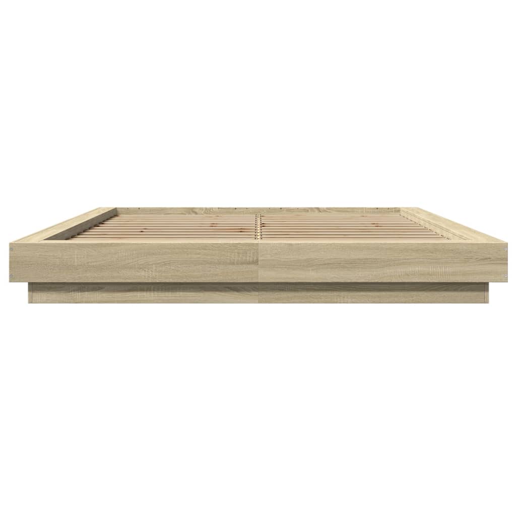 Bedframe met LED-verlichting sonoma eikenkleurig 150x200 cm is nu te koop bij PeponiXL, paradijselijk wonen!