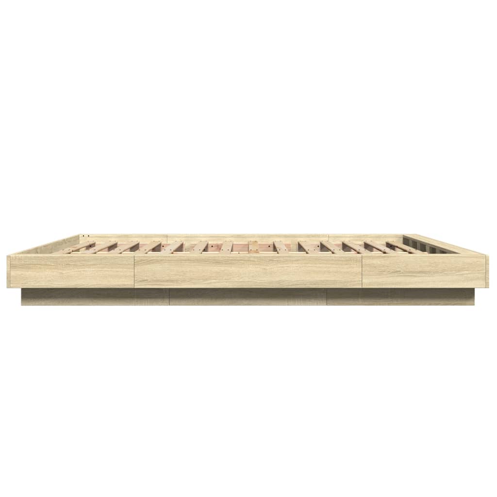 Bedframe met LED-verlichting sonoma eikenkleurig 150x200 cm is nu te koop bij PeponiXL, paradijselijk wonen!
