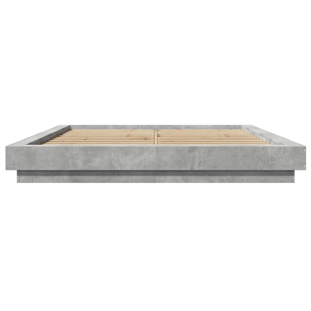 Bedframe met LED-verlichting bewerkt hout betongrijs 150x200 cm is nu te koop bij PeponiXL, paradijselijk wonen!