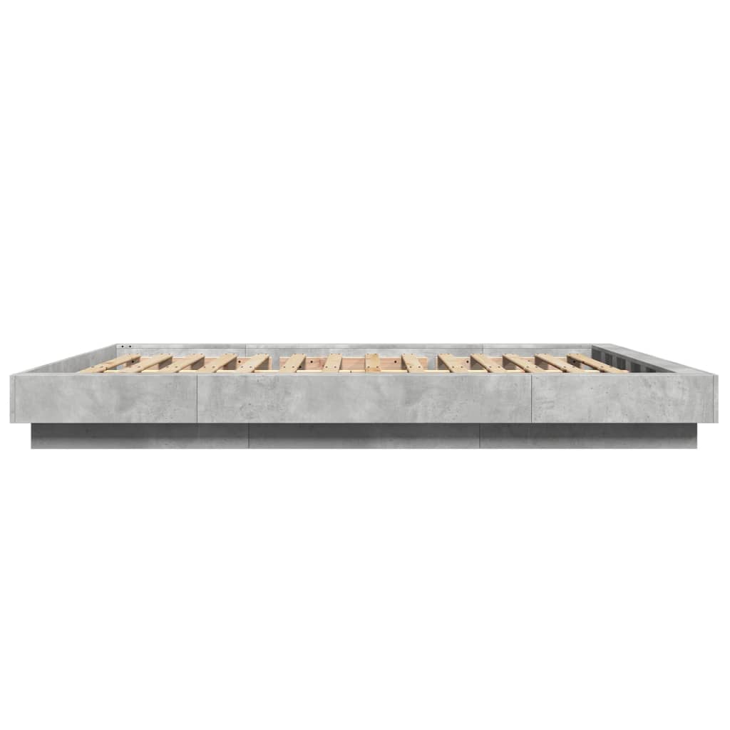 Bedframe met LED-verlichting bewerkt hout betongrijs 150x200 cm is nu te koop bij PeponiXL, paradijselijk wonen!