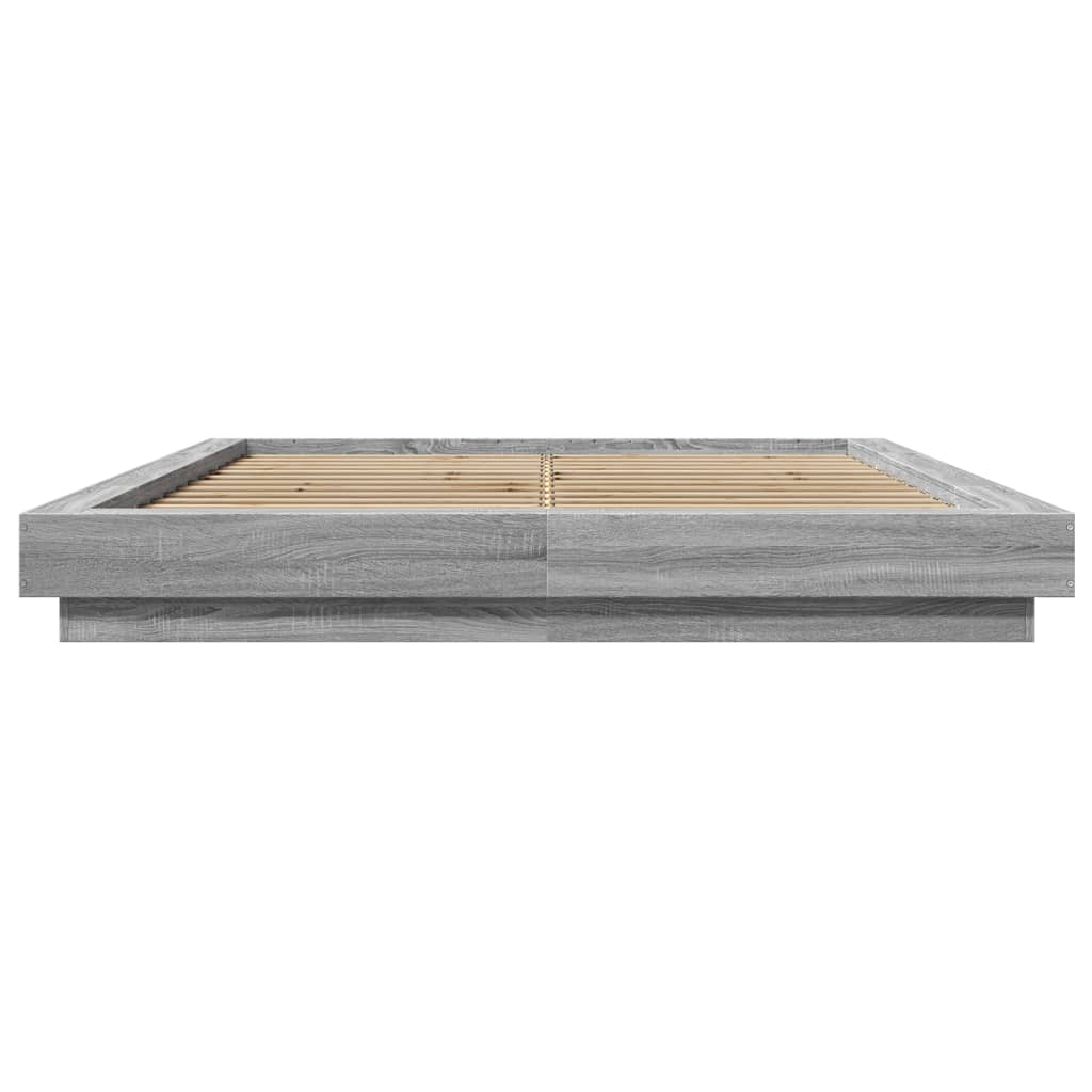 Bedframe met LED-verlichting grijs sonoma eiken 150x200 cm is nu te koop bij PeponiXL, paradijselijk wonen!
