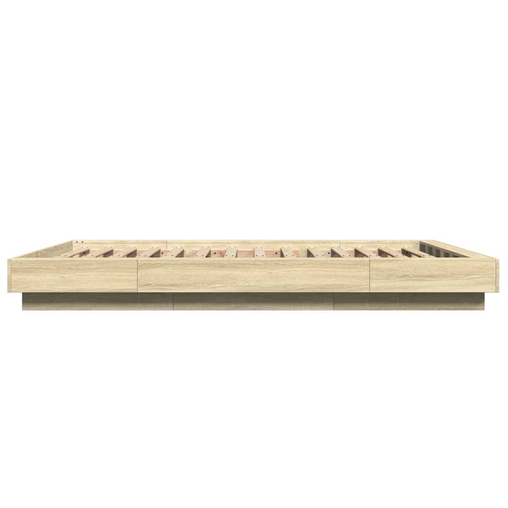 Bedframe met LED-verlichting sonoma eikenkleurig 140x200 cm is nu te koop bij PeponiXL, paradijselijk wonen!
