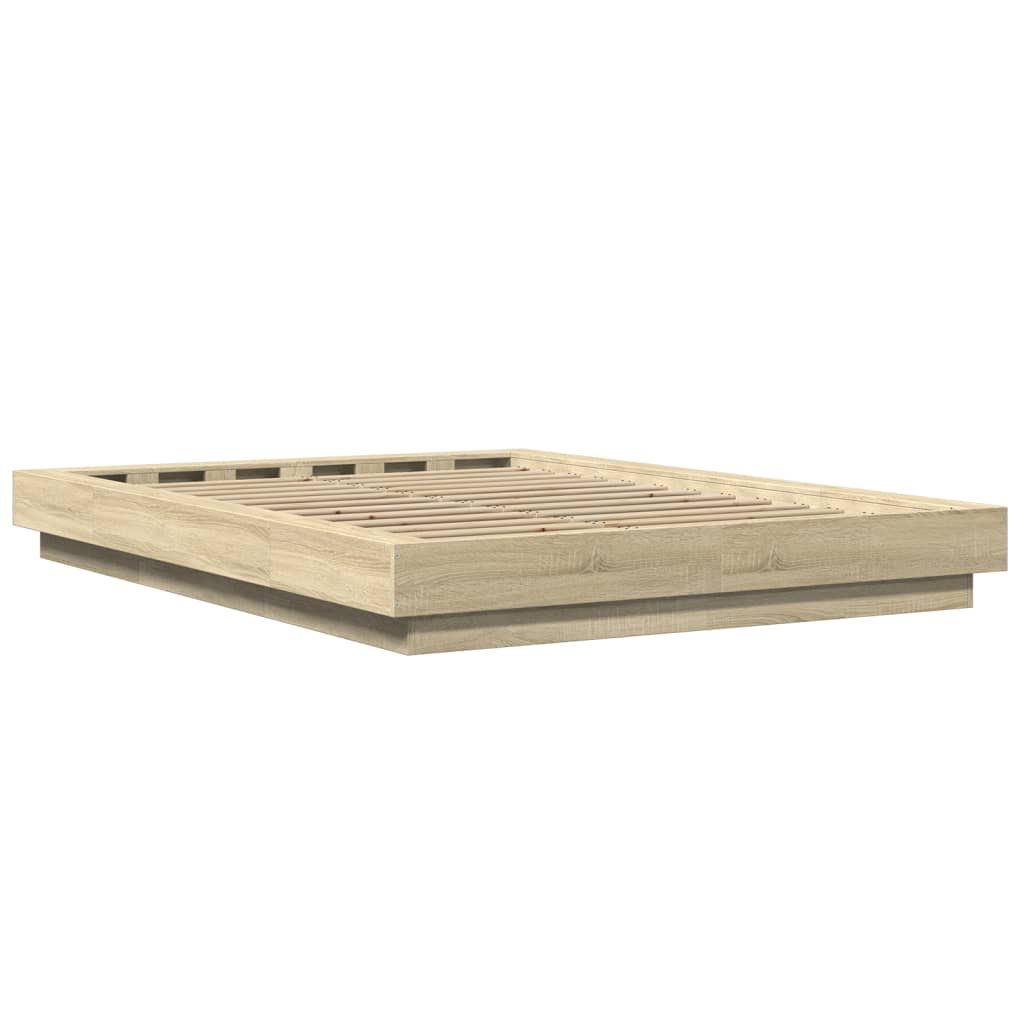 Bedframe met LED-verlichting sonoma eikenkleurig 140x200 cm is nu te koop bij PeponiXL, paradijselijk wonen!