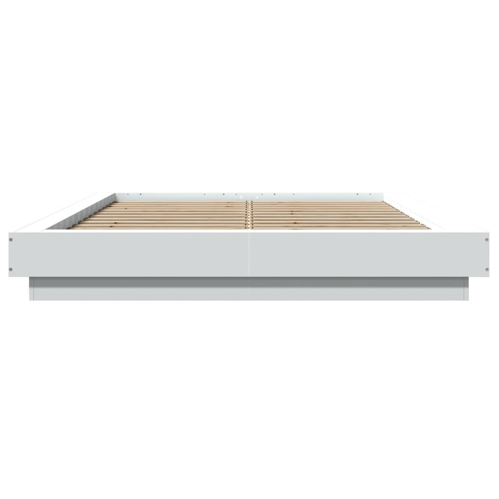 Bedframe met LED-verlichting bewerkt hout wit 120x200 cm is nu te koop bij PeponiXL, paradijselijk wonen!