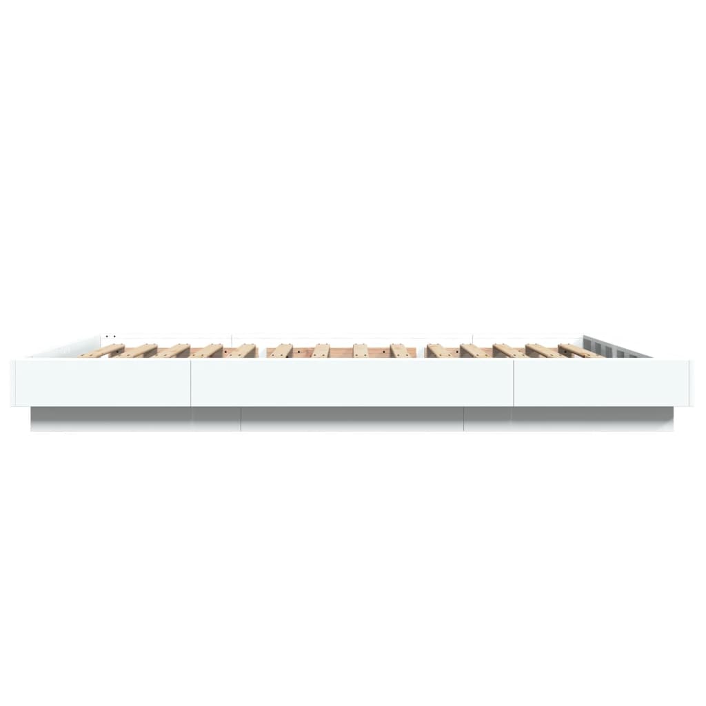 Bedframe met LED-verlichting bewerkt hout wit 120x200 cm is nu te koop bij PeponiXL, paradijselijk wonen!