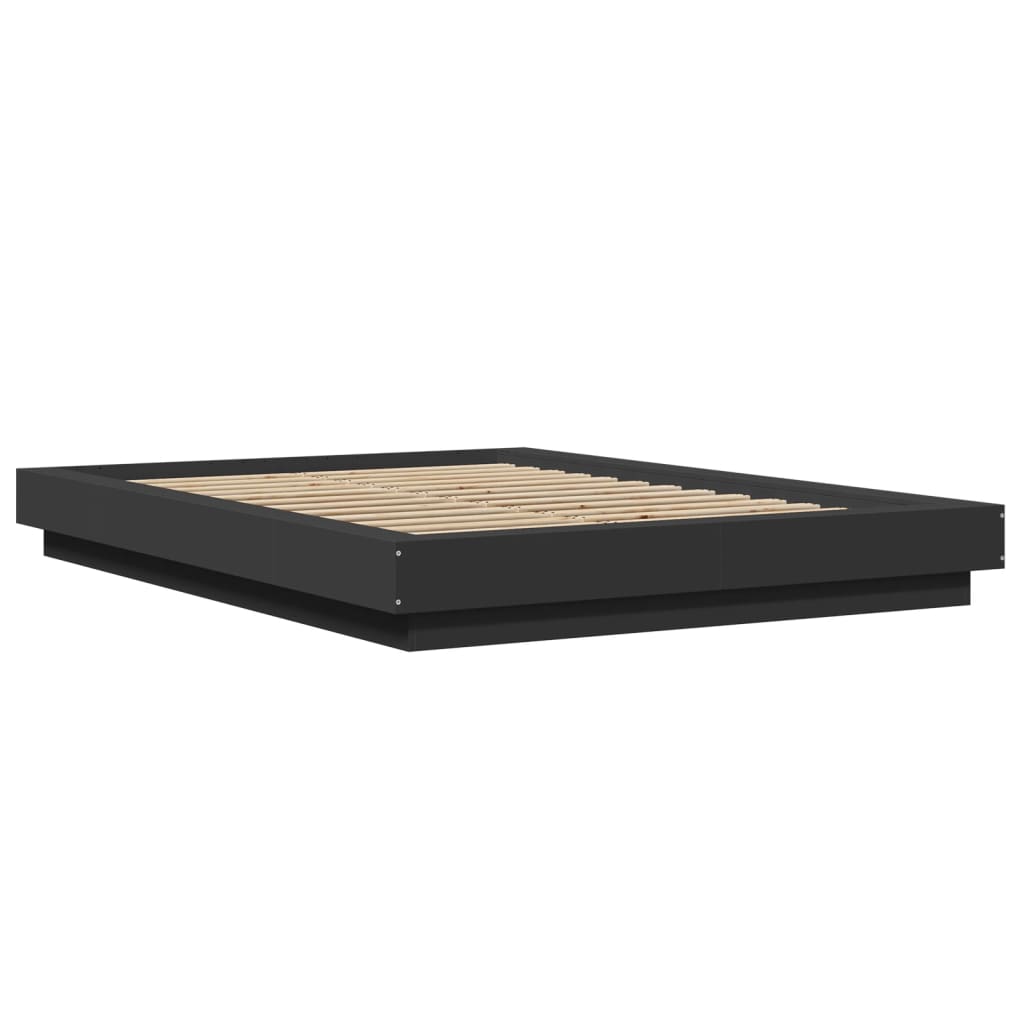 Bedframe met LED-verlichting bewerkt hout zwart 120x200 cm is nu te koop bij PeponiXL, paradijselijk wonen!