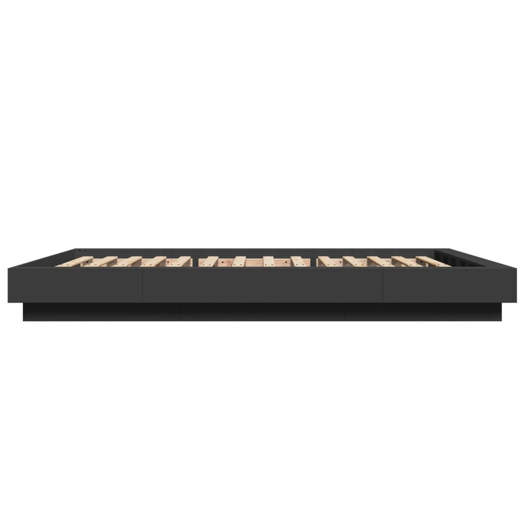 Bedframe met LED-verlichting bewerkt hout zwart 120x200 cm is nu te koop bij PeponiXL, paradijselijk wonen!