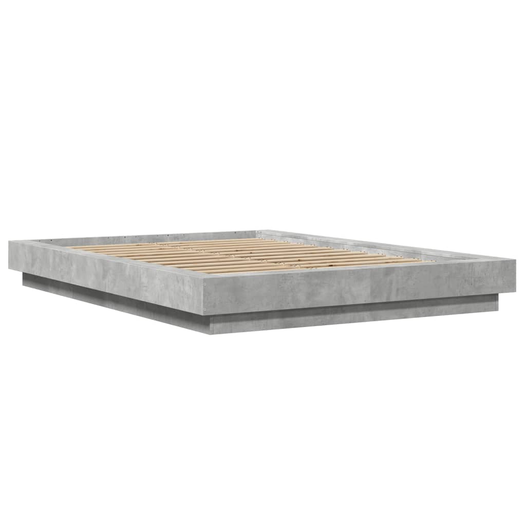 Bedframe met LED-verlichting bewerkt hout betongrijs 120x200 cm is nu te koop bij PeponiXL, paradijselijk wonen!