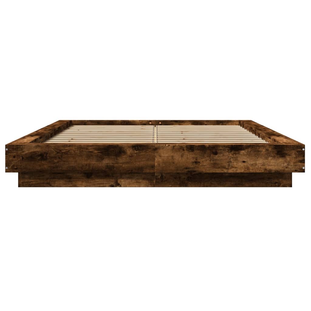 Bedframe met LED-verlichting gerookt eikenkleurig 120x200 cm is nu te koop bij PeponiXL, paradijselijk wonen!