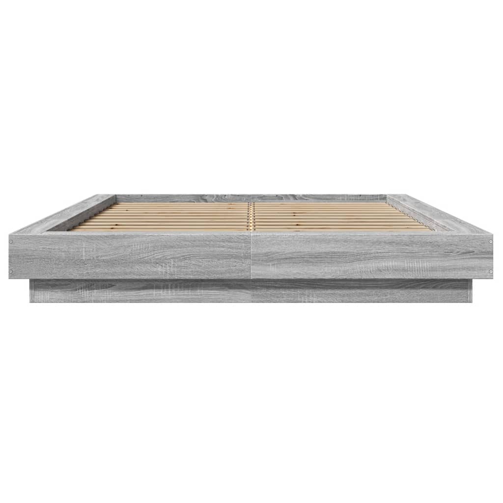 Bedframe met LED-verlichting grijs sonoma eiken 120x200 cm is nu te koop bij PeponiXL, paradijselijk wonen!