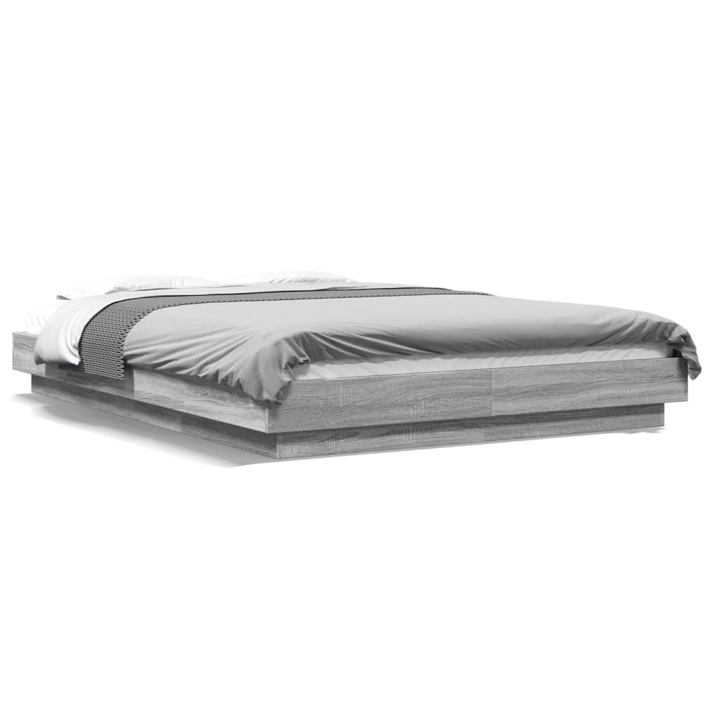 Bedframe met LED-verlichting grijs sonoma eiken 120x200 cm is nu te koop bij PeponiXL, paradijselijk wonen!