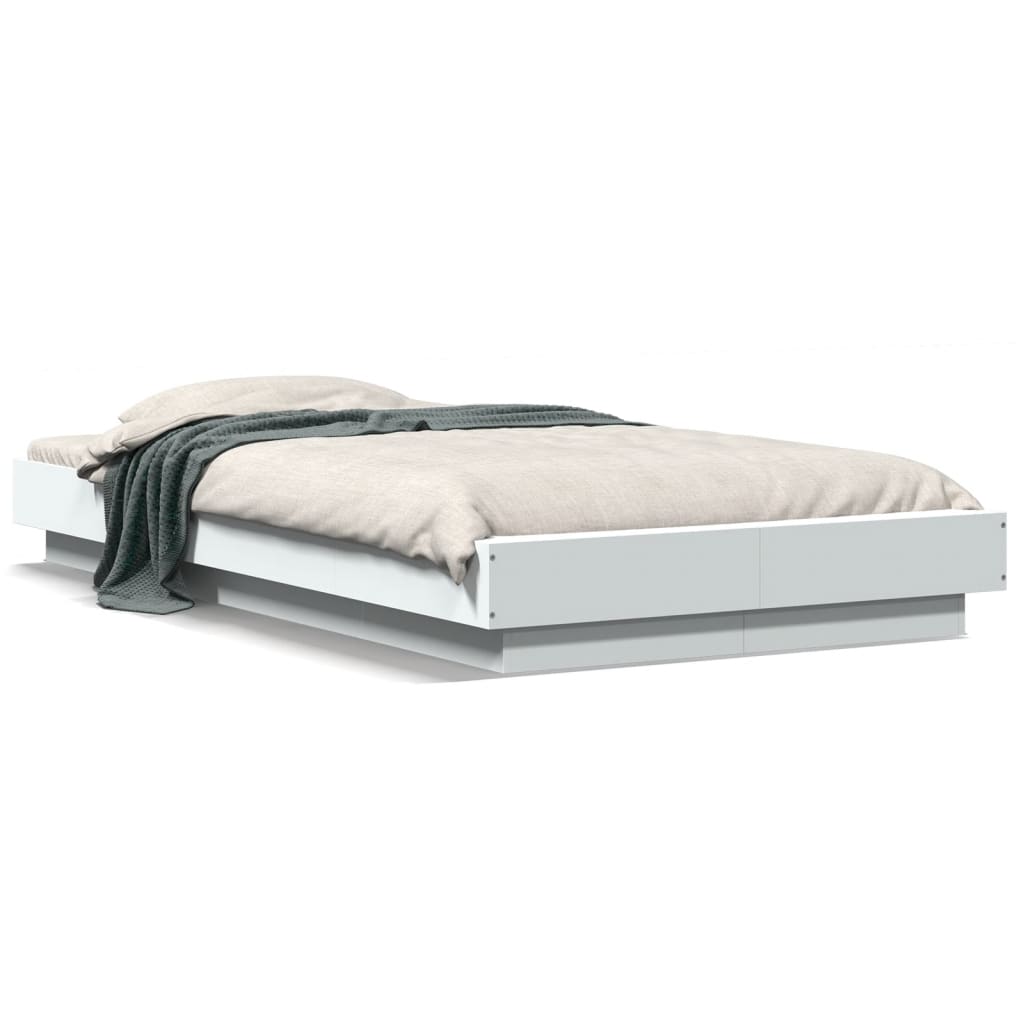 Bedframe met LED-verlichting bewerkt hout wit 100x200 cm is nu te koop bij PeponiXL, paradijselijk wonen!