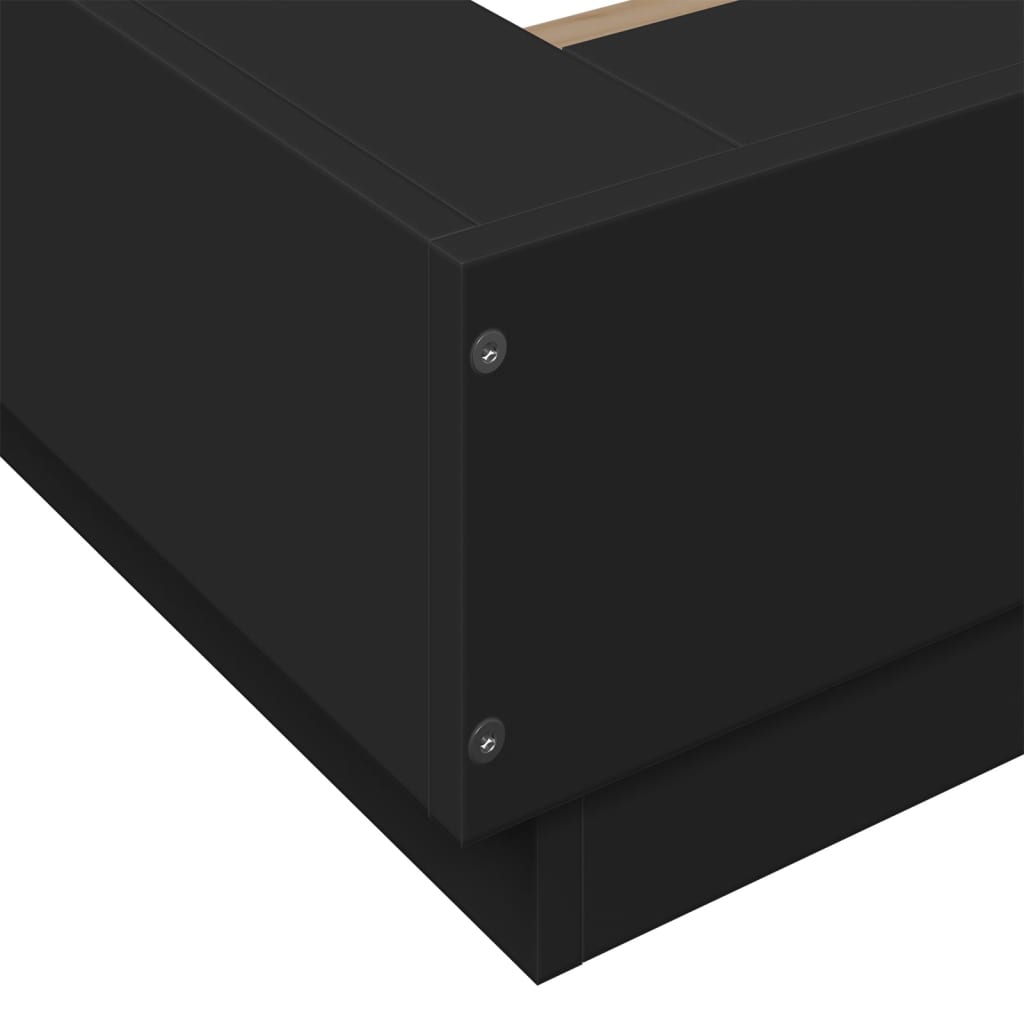 Bedframe met LED-verlichting bewerkt houtzwart 100x200 cm is nu te koop bij PeponiXL, paradijselijk wonen!