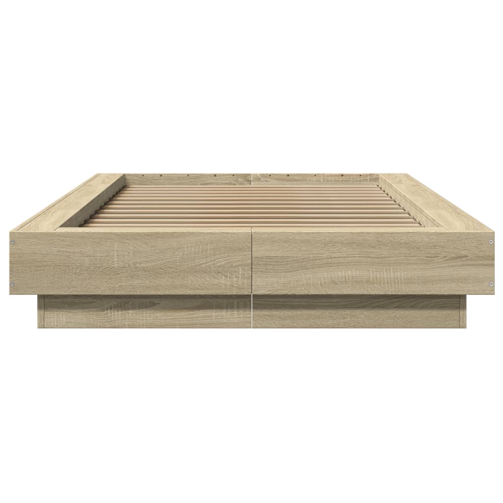 Bedframe met LED-verlichting sonoma eikenkleurig 100x200 cm is nu te koop bij PeponiXL, paradijselijk wonen!