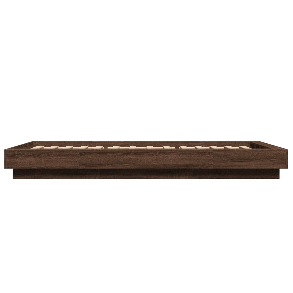 Bedframe met LED-verlichting bruin eikenkleur 100x200 cm is nu te koop bij PeponiXL, paradijselijk wonen!