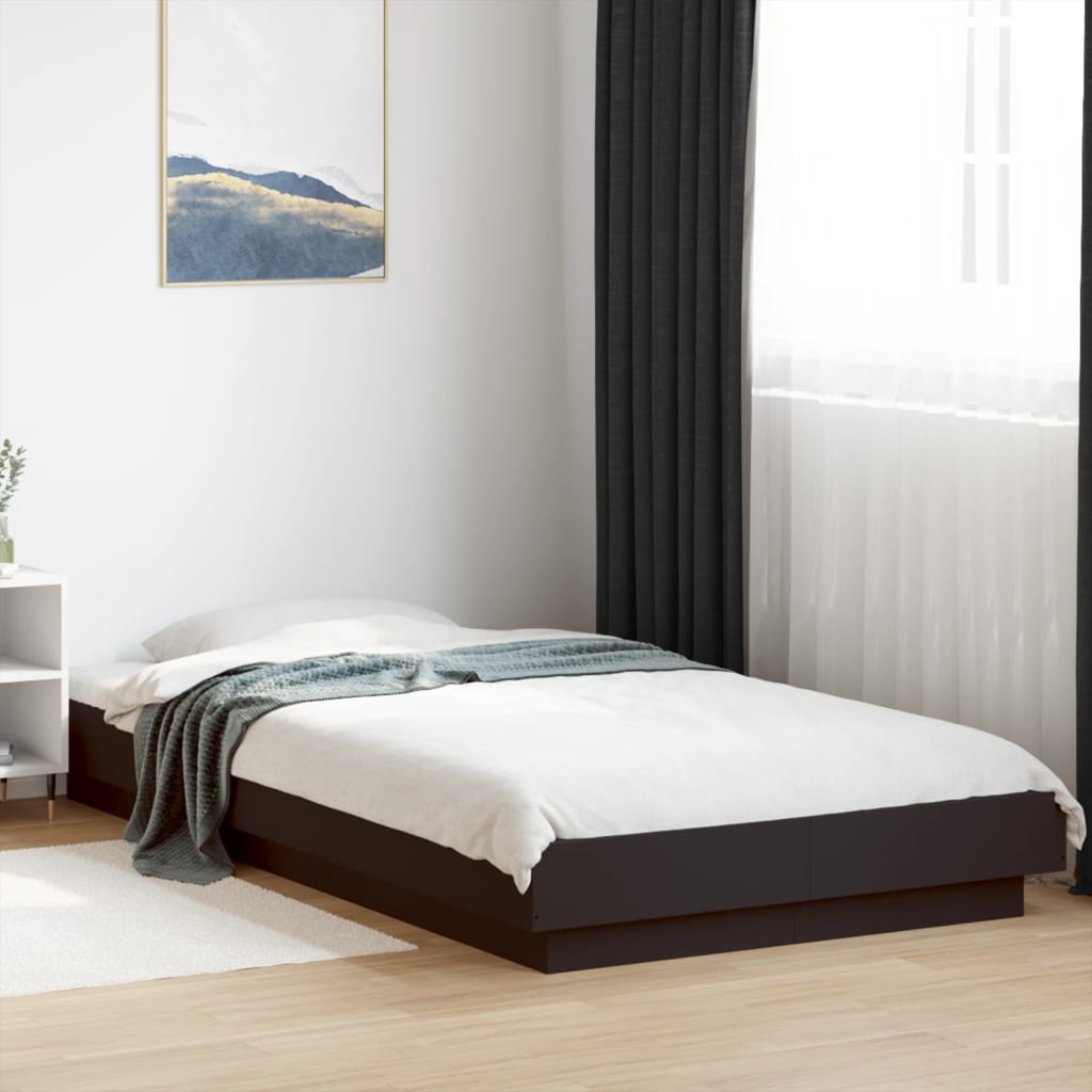Bedframe met LED-verlichting bewerkt hout zwart 90x200 cm is nu te koop bij PeponiXL, paradijselijk wonen!