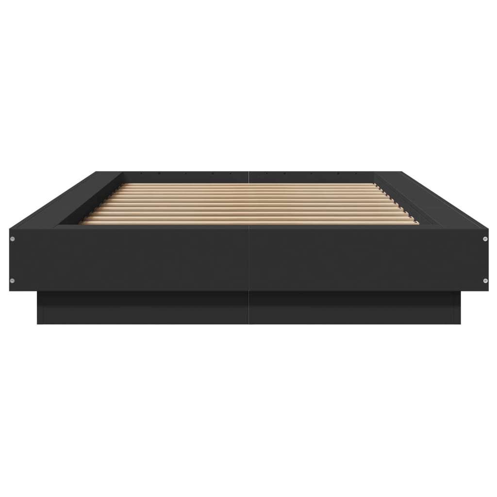 Bedframe met LED-verlichting bewerkt hout zwart 90x200 cm is nu te koop bij PeponiXL, paradijselijk wonen!