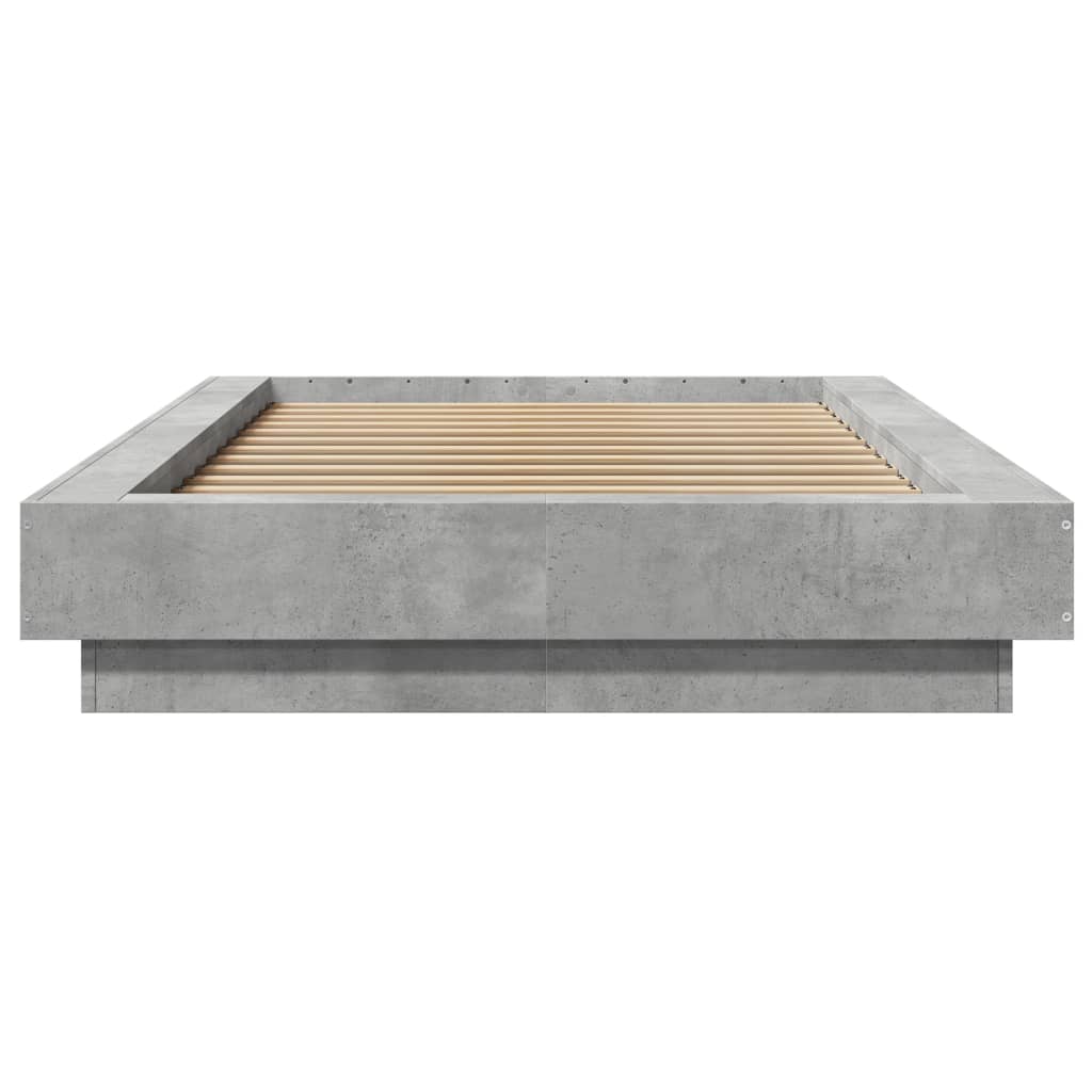 Bedframe met LED-verlichting bewerkt hout betongrijs 90x200 cm is nu te koop bij PeponiXL, paradijselijk wonen!