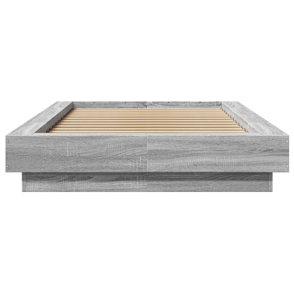 Bedframe met LED-verlichting grijs sonoma eikenkleurig 90x200cm is nu te koop bij PeponiXL, paradijselijk wonen!