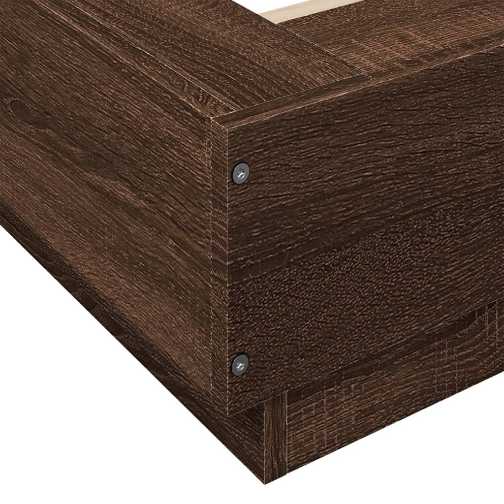 Bedframe met LED-verlichting bruin eikenkleur 90x200 cm is nu te koop bij PeponiXL, paradijselijk wonen!