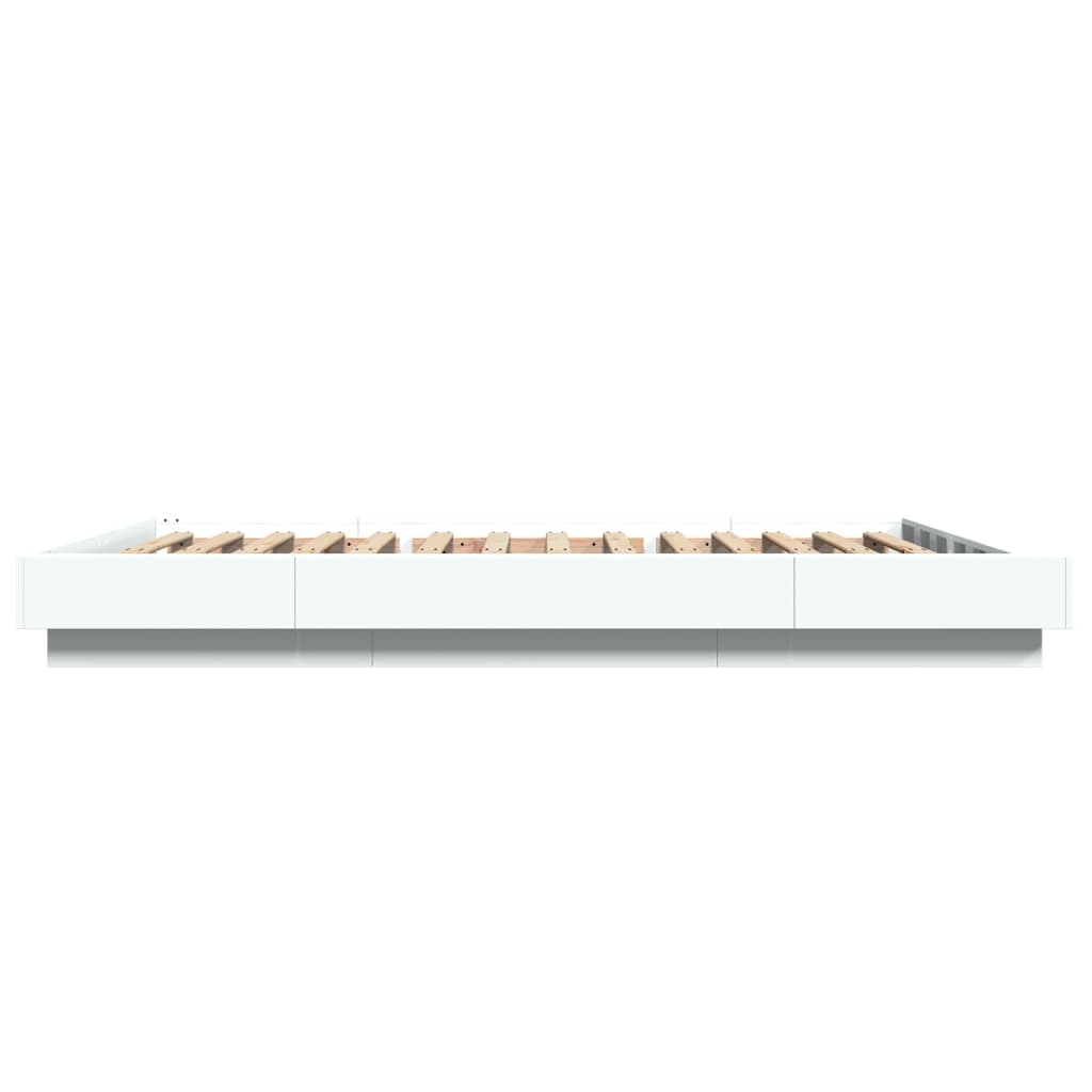 Bedframe met LED-verlichting bewerkt hout wit 140x190 cm is nu te koop bij PeponiXL, paradijselijk wonen!