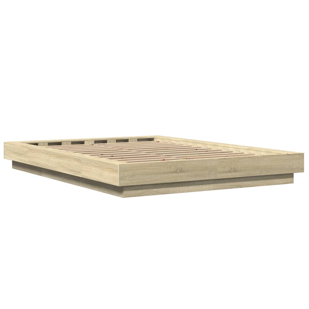 Bedframe met LED-verlichting sonoma eikenkleurig 140x200 cm is nu te koop bij PeponiXL, paradijselijk wonen!
