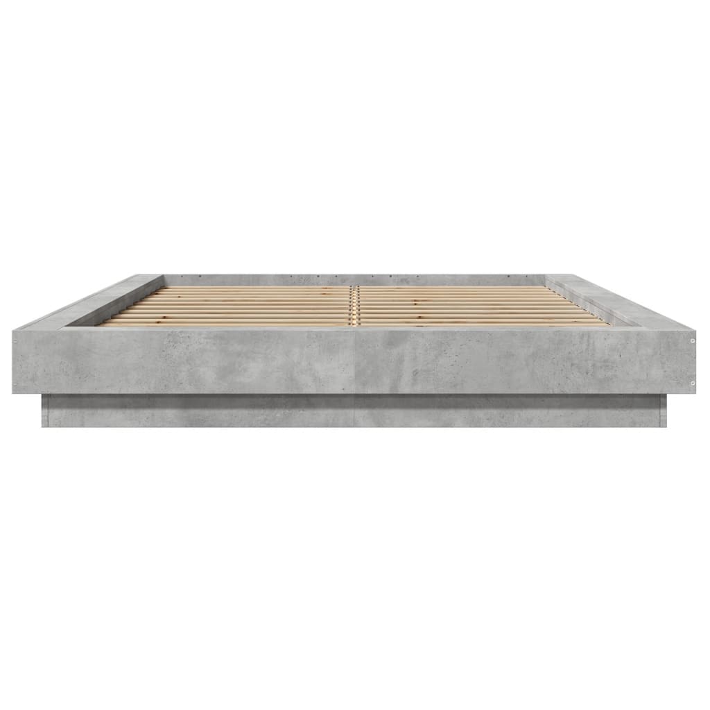 Bedframe met LED-verlichting bewerkt hout betongrijs 140x190 cm is nu te koop bij PeponiXL, paradijselijk wonen!