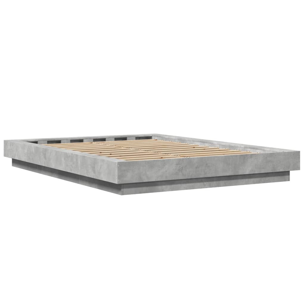 Bedframe met LED-verlichting bewerkt hout betongrijs 140x190 cm is nu te koop bij PeponiXL, paradijselijk wonen!