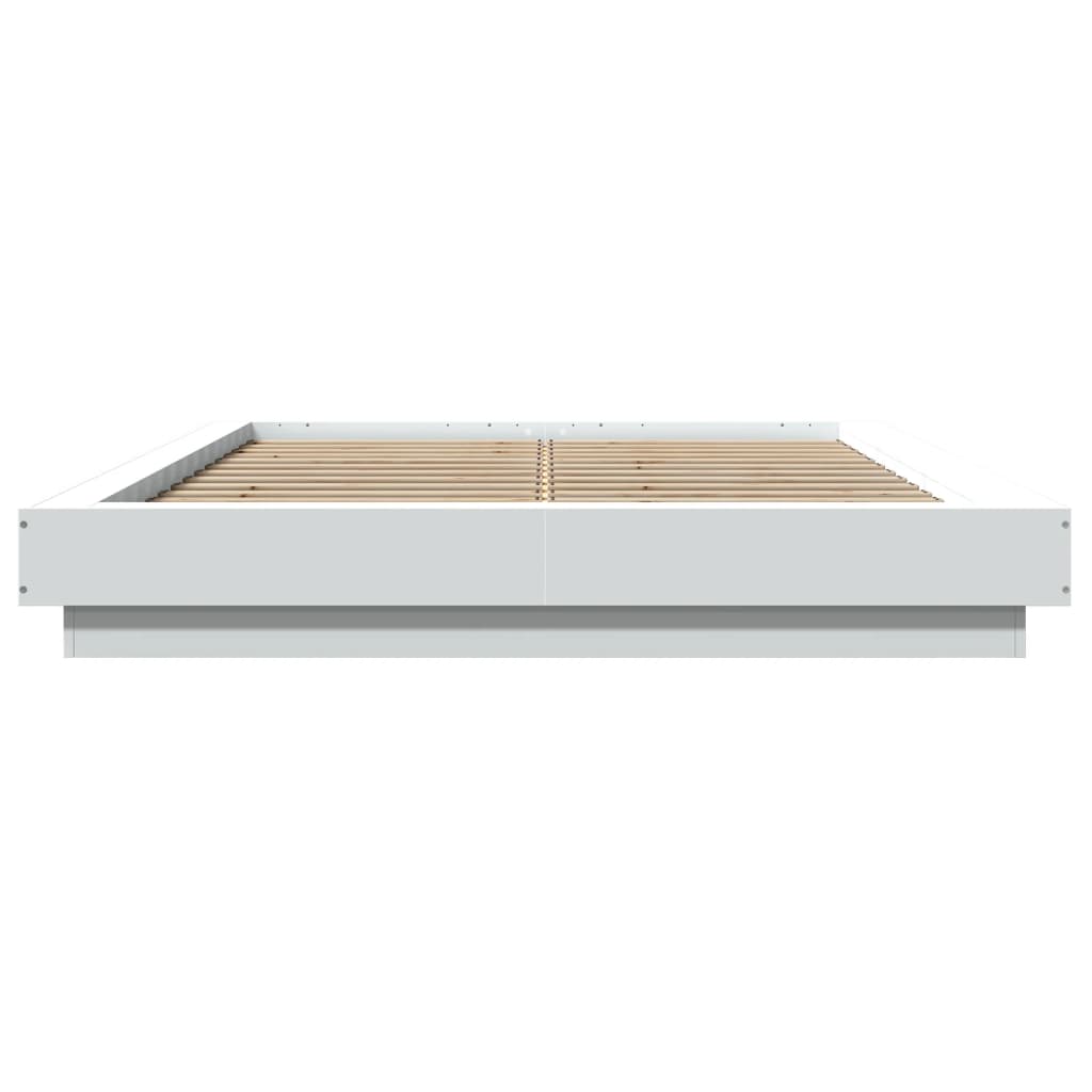 Bedframe met LED-verlichting bewerkt hout wit 135x190 cm is nu te koop bij PeponiXL, paradijselijk wonen!