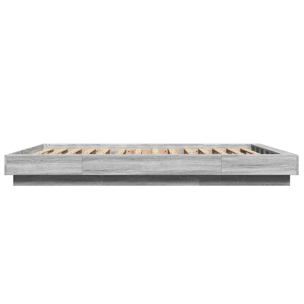 Bedframe met LED-verlichting grijs sonoma eiken 135x190 cm is nu te koop bij PeponiXL, paradijselijk wonen!