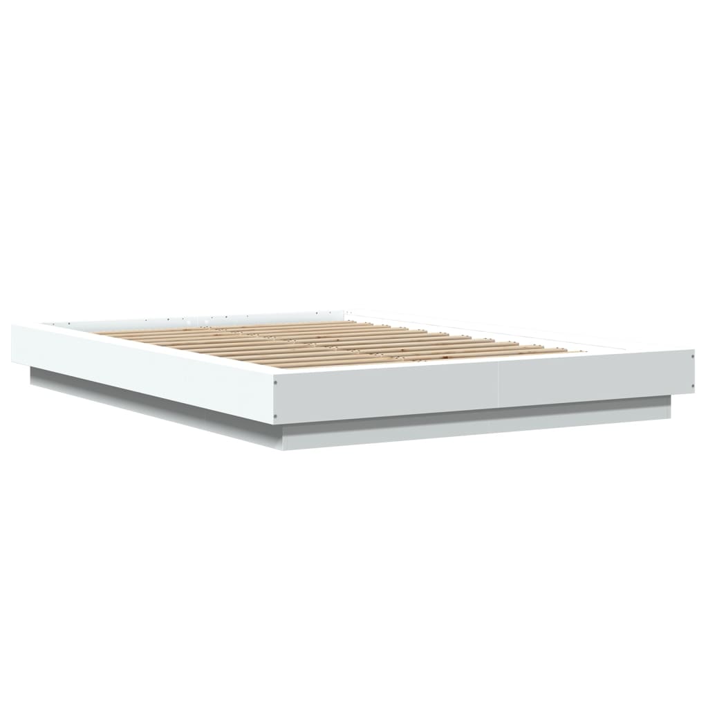 Bedframe met LED-verlichting bewerkt hout wit 120x190 cm is nu te koop bij PeponiXL, paradijselijk wonen!