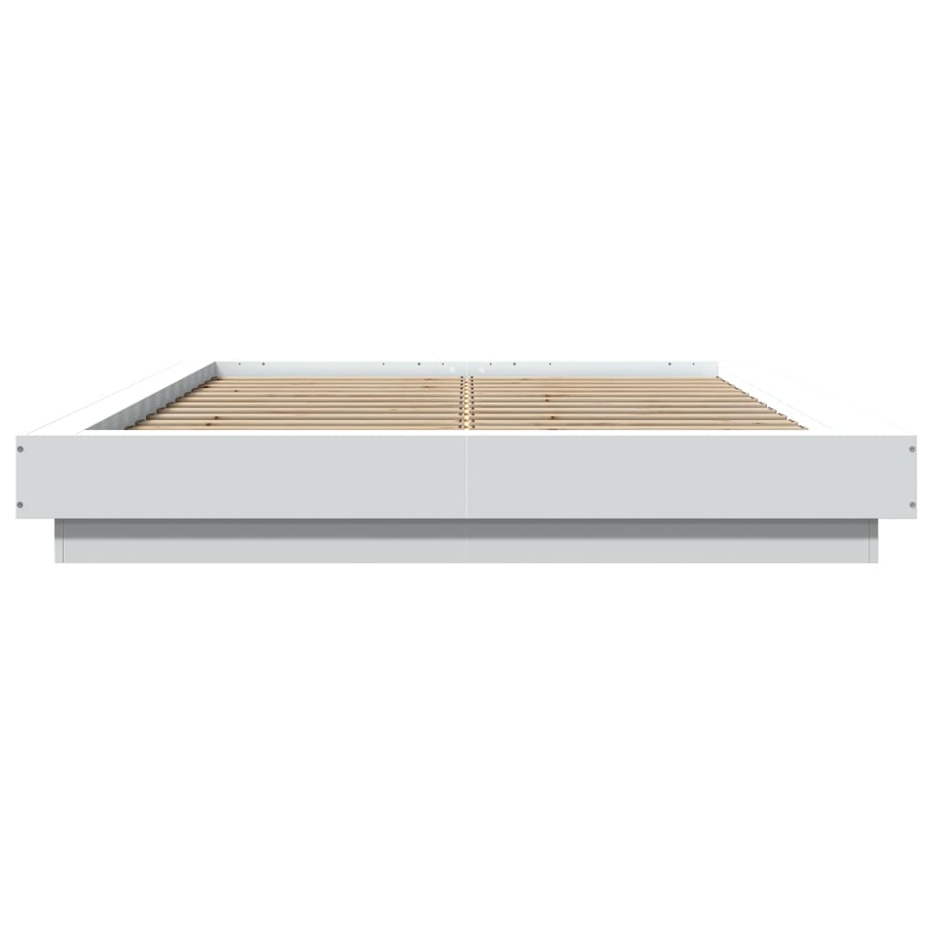 Bedframe met LED-verlichting bewerkt hout wit 120x190 cm is nu te koop bij PeponiXL, paradijselijk wonen!