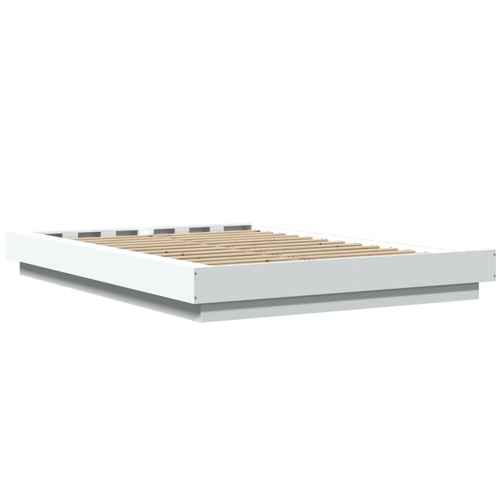 Bedframe met LED-verlichting bewerkt hout wit 120x190 cm is nu te koop bij PeponiXL, paradijselijk wonen!