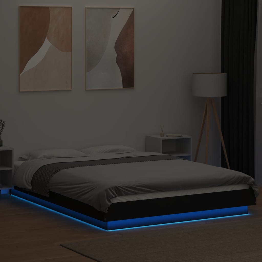 Bedframe met LED-verlichting bruin eikenkleurig 120x190 cm is nu te koop bij PeponiXL, paradijselijk wonen!
