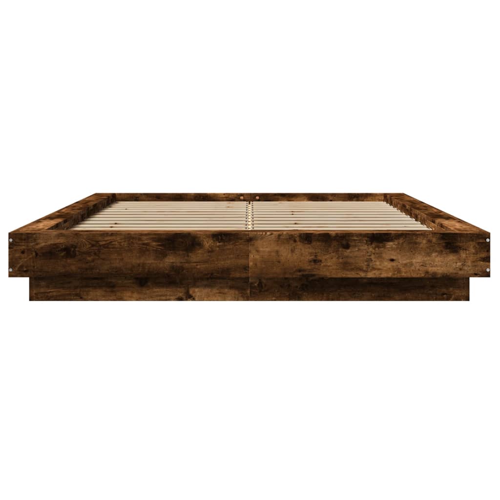 Bedframe met LED-verlichting gerookt eikenkleurig 120x190 cm is nu te koop bij PeponiXL, paradijselijk wonen!