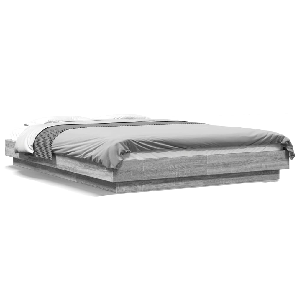 Bedframe met LED-verlichting grijs sonoma eiken 120x190 cm is nu te koop bij PeponiXL, paradijselijk wonen!