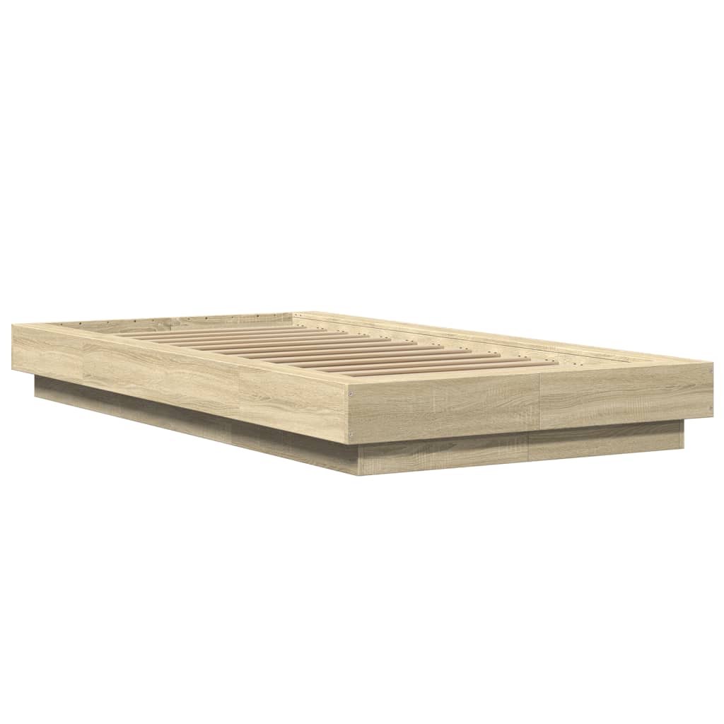 Bedframe met LED-verlichting sonoma eikenkleurig 90x190 cm is nu te koop bij PeponiXL, paradijselijk wonen!